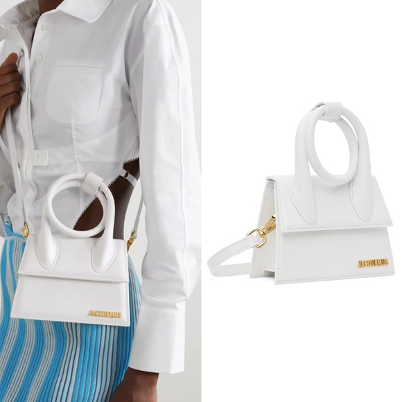 Jacquemus White Leather Le Chiquito Noeud Top Handle Bag